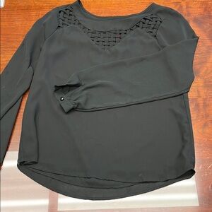 Elegant Black Women's Top with Lattice Detail